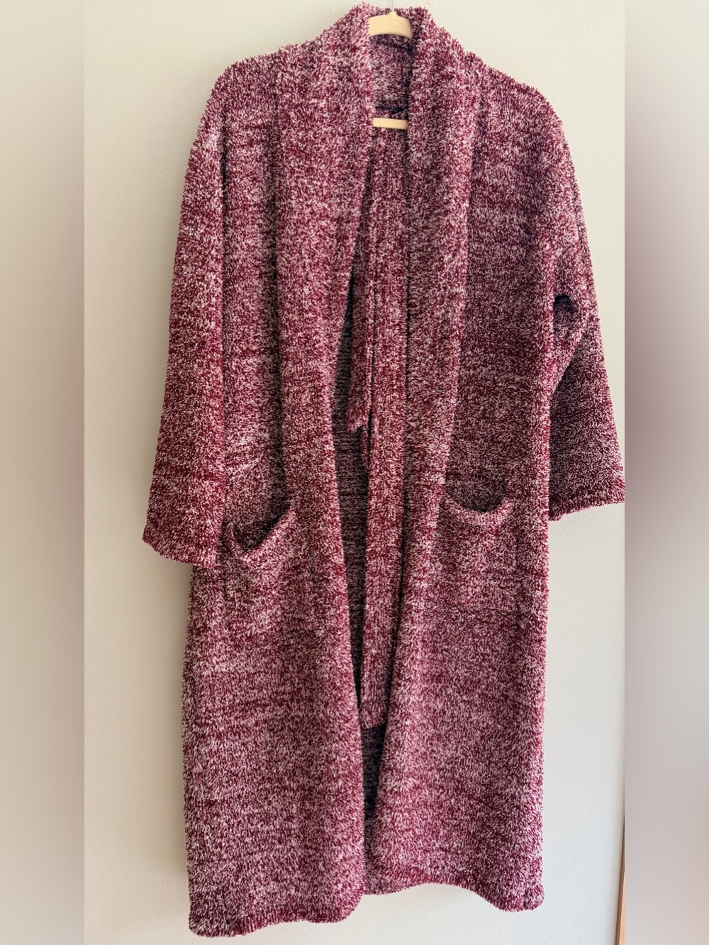 Barefoot Dreams Marled Open-Front ROBE - Burgundy and Cream
